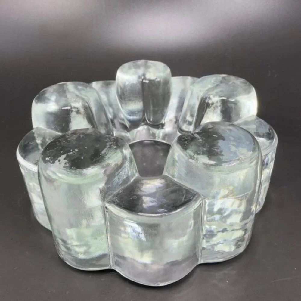 Glas Kunstvoll Gestaltet Heart Design Clear Candle Holder Votive‎ Heavy Germany
